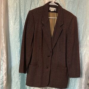 WHITES-STAG Vintage Checkered Blazer with Shoulder Pads